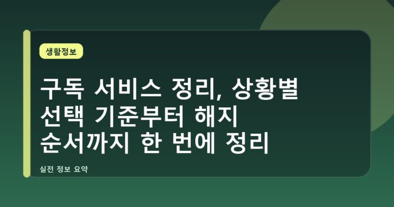 구독 서비스 정리, 상황별 선택 기준부터 해지 순서까지 한 번에 정리